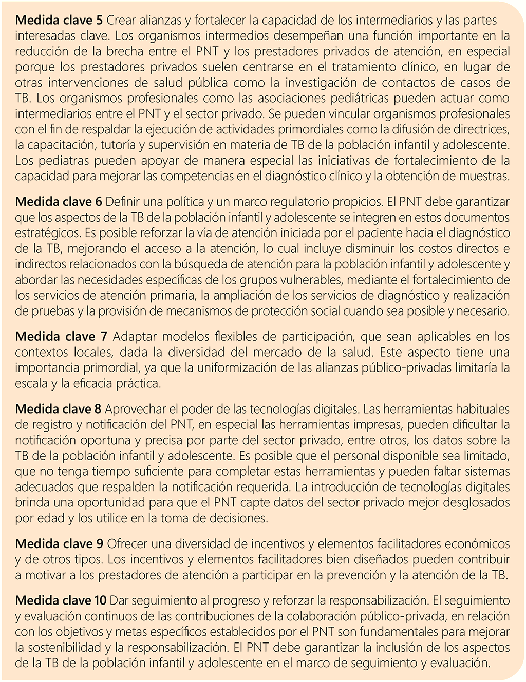 Box 6.7 Key actions applied to child and adolescent TB services from the WHO Public–private mix for TB prevention and care: a roadmap