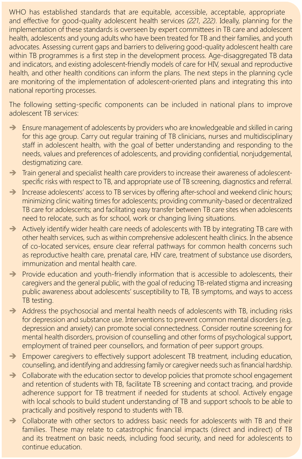 Box 7.6 Proposed interventions to address needs of adolescents with or at risk of TB