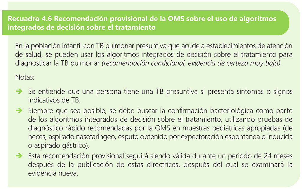 Box 4.6 WHO interim recommendation on use of integrated treatment decision algorithms